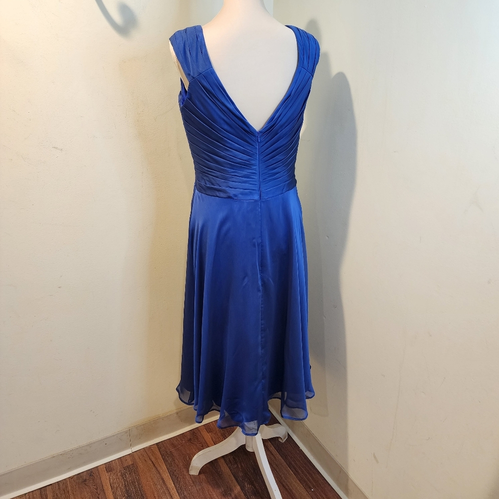 BELSOIE Stunning Royal Blue V-Neck Evening Midi  Dress 12 - Picture 8 of 10